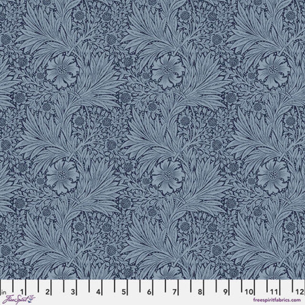 Fabric FreeSpirit Morris & Co. Navy Marigold by the Quarter Yard PWWM006.NAVYX